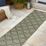 JONATHAN Y Lighting Tuscan Sun 2' x 7-3/4' Flowers, Traditional, Trellis, and Vintage Indoor/Outdoor Runner Green / Cream