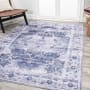 JONATHAN Y Lighting Washable 4' x 6' Chenille Vintage Indoor Area Rug Navy / Cream