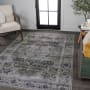 JONATHAN Y Lighting Washable 4' x 6' Chenille Vintage Indoor Area Rug Dark Green / Gray