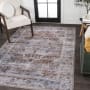 JONATHAN Y Lighting Washable 4' x 6' Chenille Vintage Indoor Area Rug Brown / Light Gray