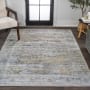 JONATHAN Y Lighting Washable 4' x 6' Chenille Vintage Indoor Area Rug Gray / Mustard