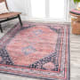 JONATHAN Y Lighting Washable 4' x 6' Chenille Geometric Indoor Area Rug Terra / Navy