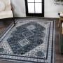 JONATHAN Y Lighting Washable 4' x 6' Chenille Geometric Indoor Area Rug Navy / Light Gray