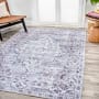 JONATHAN Y Lighting Washable 3' x 5' Chenille Vintage Indoor Area Rug Gray / Purple