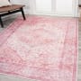 JONATHAN Y Lighting Washable 4' x 6' Chenille Vintage Indoor Area Rug Red / Cream