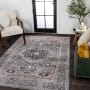 JONATHAN Y Lighting Washable 5-1/4' x 7-1/2' Chenille Vintage Indoor Area Rug Dark Green / Dark Beige