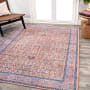 JONATHAN Y Lighting Washable 3' x 5' Chenille Vintage Indoor Area Rug Orange / Blue
