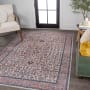 JONATHAN Y Lighting Washable 3' x 5' Chenille Vintage Indoor Area Rug Beige / Red / Blue