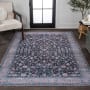 JONATHAN Y Lighting Washable 3' x 5' Chenille Vintage Indoor Area Rug Black / Blue