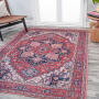 JONATHAN Y Lighting Washable 4' x 6' Chenille Vintage Indoor Area Rug Red / Navy