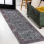 JONATHAN Y Lighting Washable 2' x 8' Chenille Vintage Indoor Runner Purple / Gray