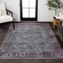 JONATHAN Y Lighting Washable 4' x 6' Chenille Vintage Indoor Area Rug Purple / Gray