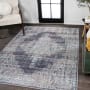JONATHAN Y Lighting Washable 7-3/4' x 10' Chenille Vintage Indoor Area Rug Purple / Cream