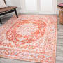 JONATHAN Y Lighting Washable 5-1/4' x 7-1/2' Chenille Vintage Indoor Area Rug Orange / Cream
