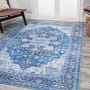 JONATHAN Y Lighting Washable 3' x 5' Chenille Vintage Indoor Area Rug Blue / Navy