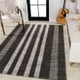 JONATHAN Y Lighting Washable 7-3/4' x 10' Polypropylene Striped Indoor Rectangular Area Rug Black / Ivory