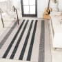 JONATHAN Y Lighting Washable 7-3/4' x 10' Polypropylene Striped Indoor Rectangular Area Rug Cream / Black