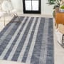 JONATHAN Y Lighting Washable 7-3/4' x 10' Polypropylene Striped Indoor Rectangular Area Rug Slate Gray / Ivory