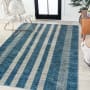 JONATHAN Y Lighting Washable 7-3/4' x 10' Polypropylene Striped Indoor Rectangular Area Rug Blue / Cream