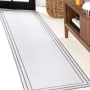 JONATHAN Y Lighting Washable 2' x 8' Chenille Border, Solid, Traditional, and Transitional Indoor Runner White / Gray