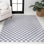 JONATHAN Y Lighting Washable 5-1/4' x 7-1/2' Chenille Geometric, Plaid, and Traditional Indoor Rectangular Area Rug Purple Gray / White