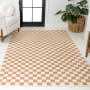JONATHAN Y Lighting Washable 5-1/4' x 7-1/2' Chenille Geometric, Plaid, and Traditional Indoor Rectangular Area Rug Gold / Cream