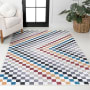 JONATHAN Y Lighting Washable 5-1/4' x 7-1/2' Chenille Geometric, Plaid, and Traditional Indoor Rectangular Area Rug Multi-Colored