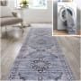 JONATHAN Y Lighting Washable 2' x 8' Chenille Traditional Indoor Runner Area Rug Navy / Gray / Black