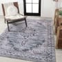 JONATHAN Y Lighting Washable 4' x 6' Chenille Border and Southwestern Indoor Rectangular Area Rug Navy / Gray / Black