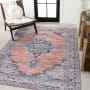 JONATHAN Y Lighting Washable 4' x 6' Chenille Border and Southwestern Indoor Rectangular Area Rug Orange / Gray