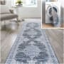 JONATHAN Y Lighting Washable 2' x 8' Chenille Traditional Indoor Runner Area Rug Gray / Blue / White