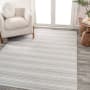 JONATHAN Y Lighting Washable 7-3/4' x 10' Polyester Striped Indoor Rectangular Area Rug Cream / Light Gray