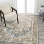 JONATHAN Y Lighting Washable 4' x 6' Polyester Border and Traditional Indoor Rectangular Area Rug Blue / Cream