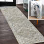 JONATHAN Y Lighting Washable 2' x 7-3/4' Polyester Border Indoor Runner Cream / Brown / Green