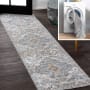 JONATHAN Y Lighting Washable 2' x 7-3/4' Polyester Border Indoor Runner Cream / Blue / Terra