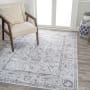 JONATHAN Y Lighting Washable 4' x 6' Polyester Border Indoor Rectangular Area Rug Light Gray / Blue
