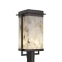 Justice Design Group Pacific 18" Tall Integrated LED Outdoor Single Head Post Light - with Alabaster Rock Shade Dark Bronze