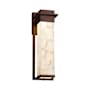 Justice Design Group Alabaster Rocks Single Light 16-1/2" High Integrated 3000K LED Outdoor Wall Sconce with Shaved Alabaster Rock Cast Resin Shade Dark Bronze