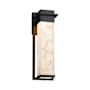 Justice Design Group Alabaster Rocks Single Light 16-1/2" High Integrated 3000K LED Outdoor Wall Sconce with Shaved Alabaster Rock Cast Resin Shade Matte Black