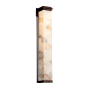 Justice Design Group Alabaster Rocks! Single Light 48" Tall 3000K LED Outdoor Wall Sconce with Shaved Alabaster Rocks Cast Into Resin Rectangular Shade Dark Bronze