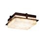 Justice Design Group Avalon Single Light 10" Wide Integrated LED Flush Mount Square Ceiling Fixture with Shaved Alabaster Stone Shade Dark Bronze