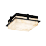 Justice Design Group Avalon Single Light 10" Wide Integrated LED Flush Mount Square Ceiling Fixture with Shaved Alabaster Stone Shade Matte Black