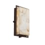 Justice Design Group Alabaster Rocks Single Light 12" High Integrated 3000K LED Outdoor Wall Sconce with Shaved Alabaster Rock Cast Resin Shade - ADA Compliant Dark Bronze