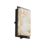 Justice Design Group Alabaster Rocks Single Light 12" High Integrated 3000K LED Outdoor Wall Sconce with Shaved Alabaster Rock Cast Resin Shade - ADA Compliant Matte Black