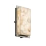 Justice Design Group Alabaster Rocks Single Light 12" High Integrated 3000K LED Outdoor Wall Sconce with Shaved Alabaster Rock Cast Resin Shade - ADA Compliant Brushed Nickel