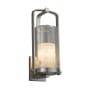 Justice Design Group Alabaster Rocks Single Light 16-1/2" High Outdoor Wall Sconce with Shaved Alabaster Rock Cast Resin Shade Brushed Nickel