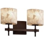 Justice Design Group Union 2 Light 15-1/2" Wide Bathroom Vanity Light with Shaved Alabaster Rocks Resin Shades Dark Bronze