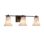 Justice Design Group Alabaster Rocks! 3 Light 26" Wide Bathroom Vanity Light with Round Flared Shades Dark Bronze