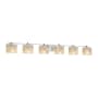 Justice Design Group Alabaster Rocks! 6 Light 56" Wide Integrated 3000K LED Bathroom Vanity Light with Shaved Alabaster Rock in Resin Rectangular Shades Polished Chrome