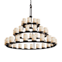 Justice Design Group Alabaster Rocks 60" Wide Ring Chandelier Matte Black / Alabaster